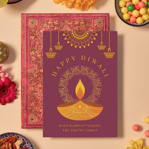Happy Diwali Festival of Lights Diya Feiertagskarte