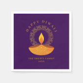 Happy Diwali Festival of Lights Diya Lila Serviette (Vorderseite)