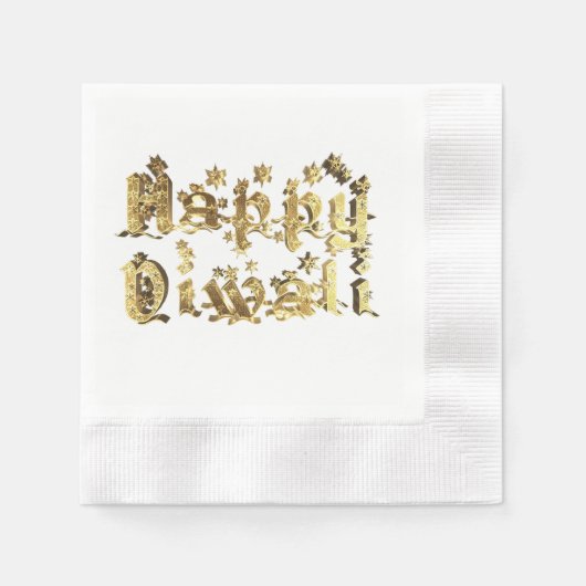 Happy Diwali Festival of Lights Gold Typografie Serviette (Vorderseite)