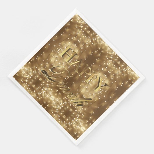 Happy Diwali Festival of Lights Gold Typografie Serviette (Ecke)