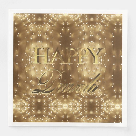 Happy Diwali Festival of Lights Gold Typografie Serviette (Vorderseite)