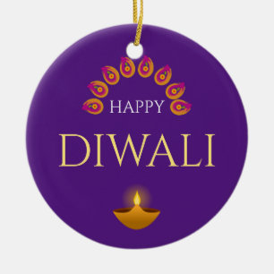 Happy Diwali Festival of Lights Hindu Keramik Ornament