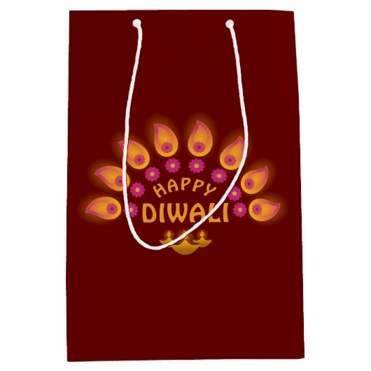 Happy Diwali Festival of Lights Hindu Mittlere Geschenktüte (Vorderseite)