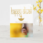Happy Diwali Foto Personalisiert Karte (Gelbe Blume)