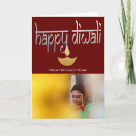 Happy Diwali Foto Personalisiert Lila Gold Silver Karte