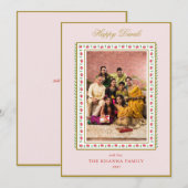 Happy Diwali Foto Rosa Blumengrüße Feiertagskarte (Vorne/Hinten)