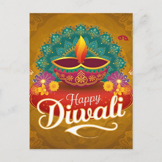 Happy Diwali Frische Pasta machen Feiertagspostkarte (Vorderseite)