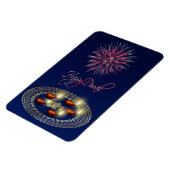 Happy Diwali Ganesha Rangoli - Flexibles Magnet (Linke Seite)