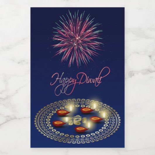 Happy Diwali Ganesha Rangoli - Lebensmittel-Contai Lebensmitteletikett (Einzelnes Label)