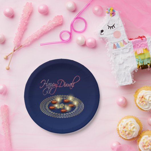 Happy Diwali Ganesha Rangoli - Papierplatte Pappteller (Party)