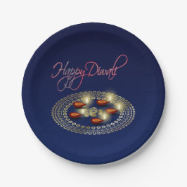 Happy Diwali Ganesha Rangoli - Papierplatte Pappteller