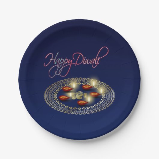 Happy Diwali Ganesha Rangoli - Papierplatte Pappteller (Vorderseite)