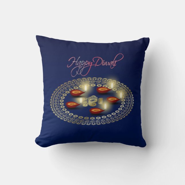Happy Diwali Ganesha Rangoli - Pillow Kissen (Vorderseite)