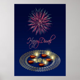 Happy Diwali Ganesha Rangoli - Poster Print