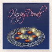 Happy Diwali Ganesha Rangoli - Untersetzer Glass (Vorderseite)