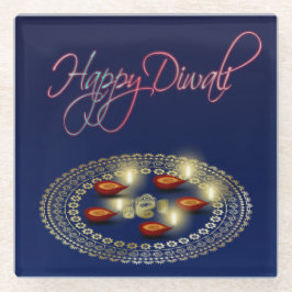 Happy Diwali Ganesha Rangoli - Untersetzer Glass