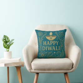 Happy Diwali Gold & Black Elegante Kissen