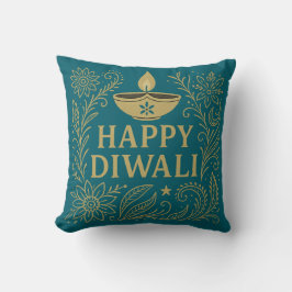 Happy Diwali Gold & Black Elegante Kissen