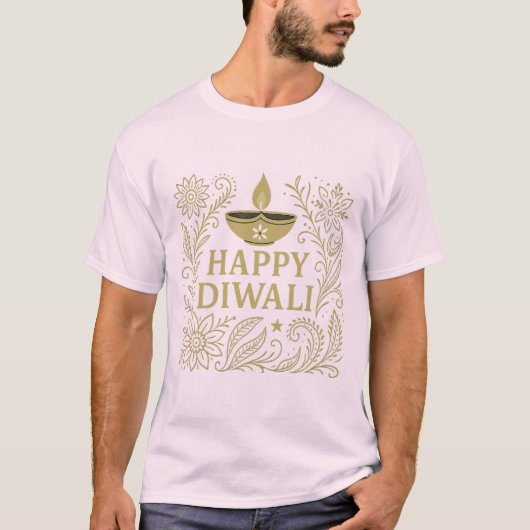 Happy Diwali Gold & Black Men Basic T - Shirt (Vorderseite)