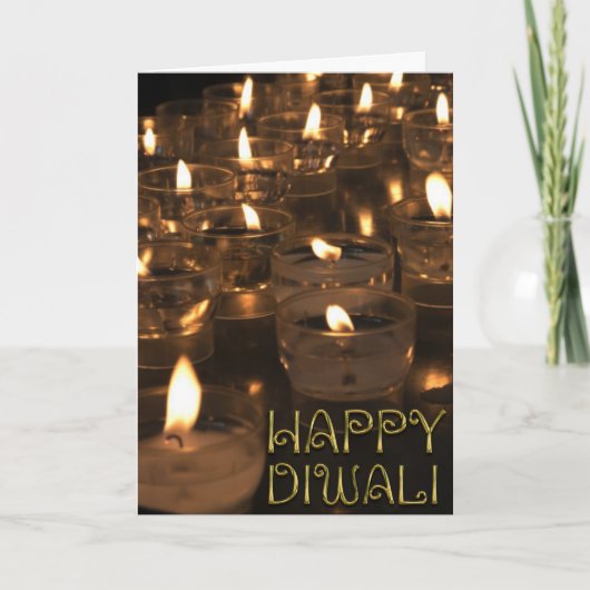 Happy Diwali Golden Typografy Candles Lights Karte (Vorderseite)