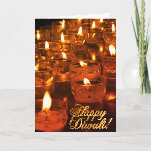 Happy Diwali Golden Typografy Candles Lights Karte (Vorderseite)