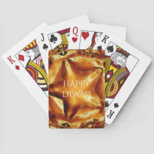 Happy Diwali Greeting Gold Copper Shiny Star Spielkarten