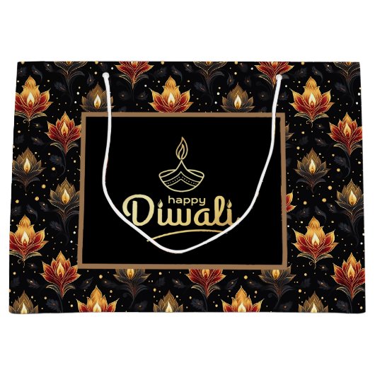 Happy Diwali Große Geschenktüte (Vorderseite)