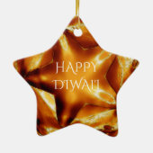 Happy Diwali Gruß Gold Kupfer Shiny Star Keramikornament (Hinten)