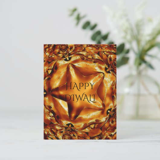 Happy Diwali Gruß Gold Kupfer Shiny Star Postkarte (Stehend Vorderseite)
