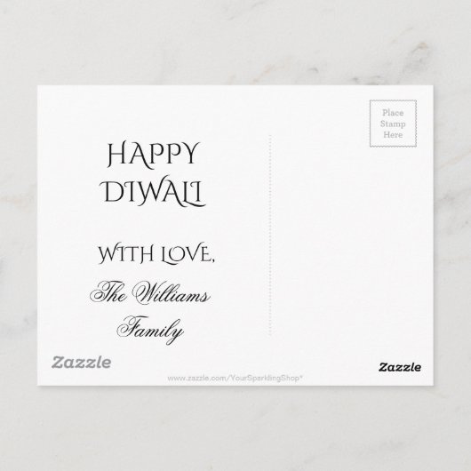 Happy Diwali Gruß Gold Kupfer Shiny Star Postkarte (Rückseite)