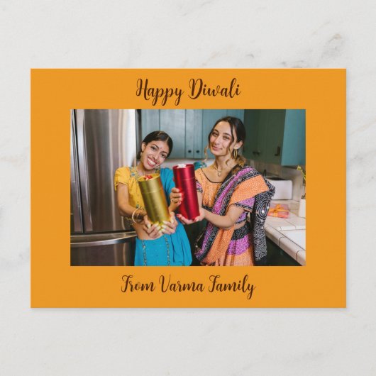 Happy Diwali Gruß mit Foto aus der Privatfamilie Postkarte (Vorderseite)