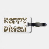 Happy Diwali Gruß Niedlich Hearts Typografie Gepäckanhänger (Rückseite horizontal)