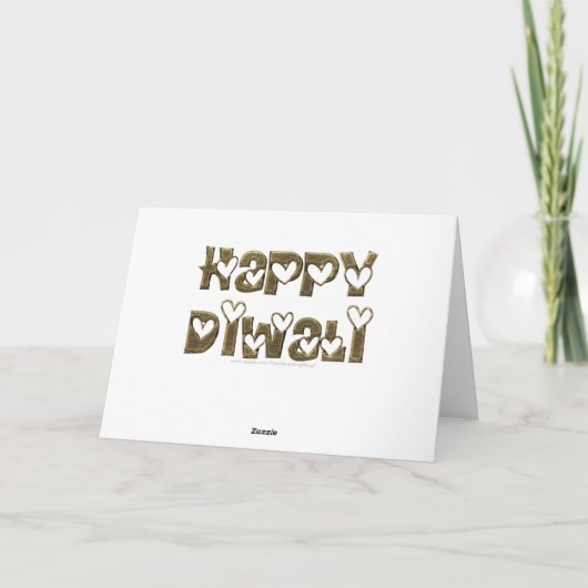 Happy Diwali Gruß Niedlich Hearts Typografie Karte (Rückseite)