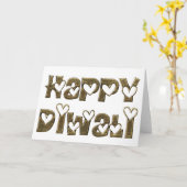Happy Diwali Gruß Niedlich Hearts Typografie Karte (Gelbe Blume)