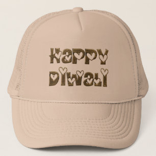 Happy Diwali Gruß Niedlich Hearts Typografie Truckerkappe