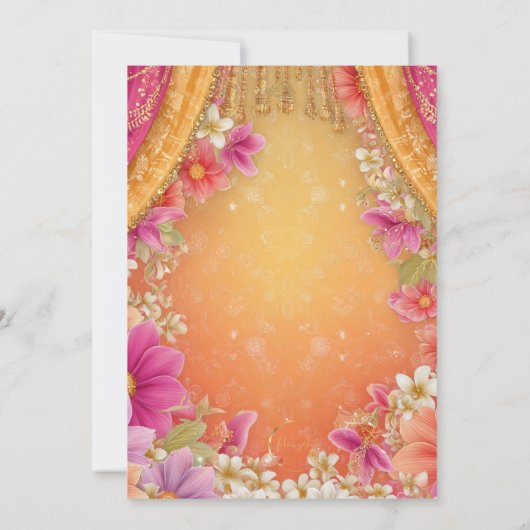 Happy Diwali grüßen rosa gelbe Lila Blüte Einladung (Rückseite)