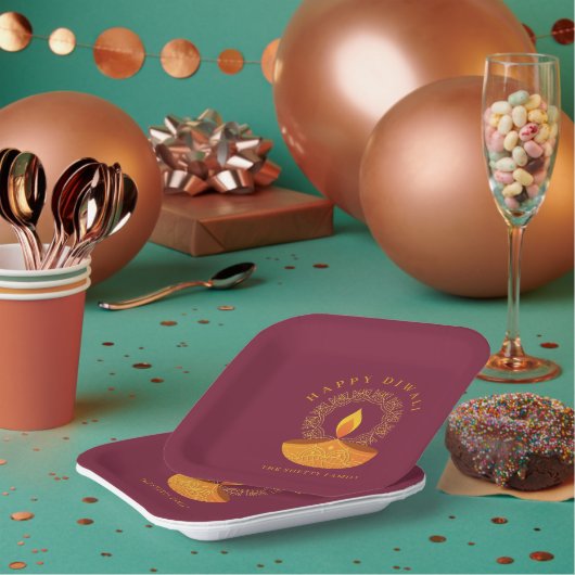 Happy Diwali Hindu Festival of Lights Celebration Pappteller (Multi)