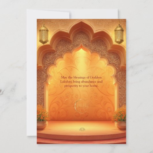 Happy Diwali Holiday Gold Lampen Light Einladung (Rückseite)