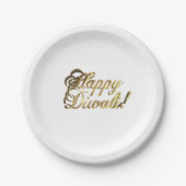 Happy Diwali Imitats Gold Foil Typografie Elegante Pappteller (Vorderseite)