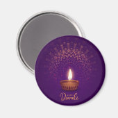 Happy Diwali - Kerzenlicht Magnet (Vorderseite/Rückseite)