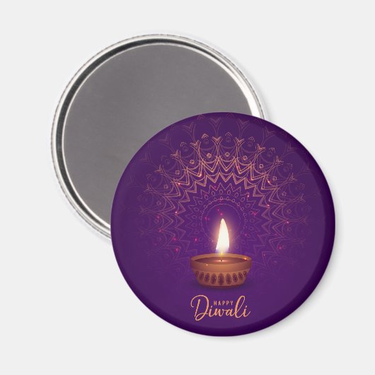 Happy Diwali - Kerzenlicht Magnet (Vorderseite/Rückseite)