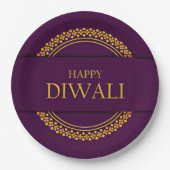Happy Diwali Lila Gold Elegant 9" Pappteller (Vorderseite)