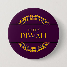 Happy Diwali Lila Gold Elegante Button