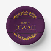 Happy Diwali Lila Gold Elegante Pappteller (Vorderseite)