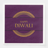 Happy Diwali Lila Gold Elegante Serviette (Vorderseite)