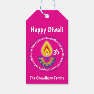 Happy Diwali, mit benutzerdefinierten Texten, rosa Geschenkanhänger