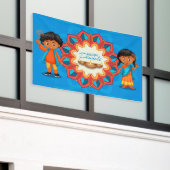 Happy Diwali mit Kindern, Rangoli und Diya Banner (Äußeres Gebäude)