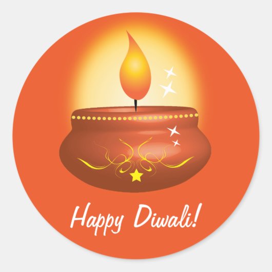 Happy Diwali mit Lantern Runder Aufkleber (Vorderseite)