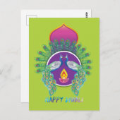 😍 Happy Diwali mit Pfauen Postkarte (Vorne/Hinten)