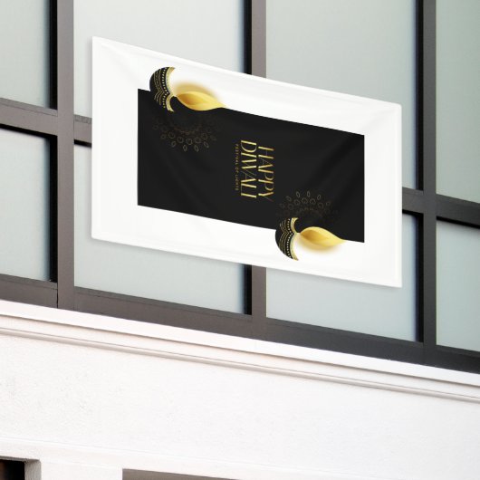 Happy Diwali mit Rangoli und Diya Banner (Äußeres Gebäude)